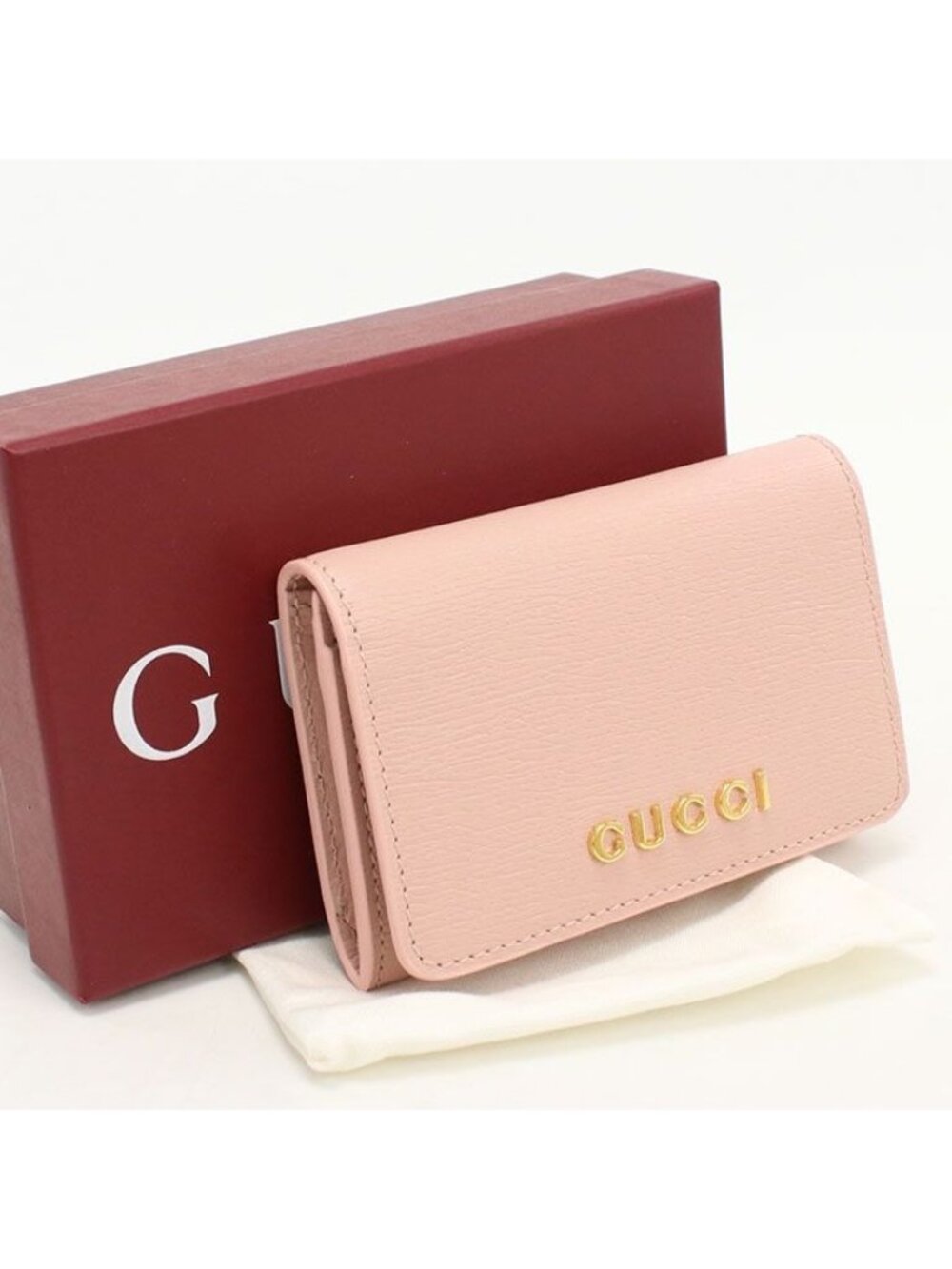 Gucci Card Case Script Business Leather